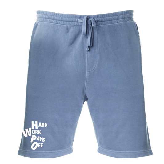 Glacier Blue Shorts with Hard Work Pays Off Embroidery