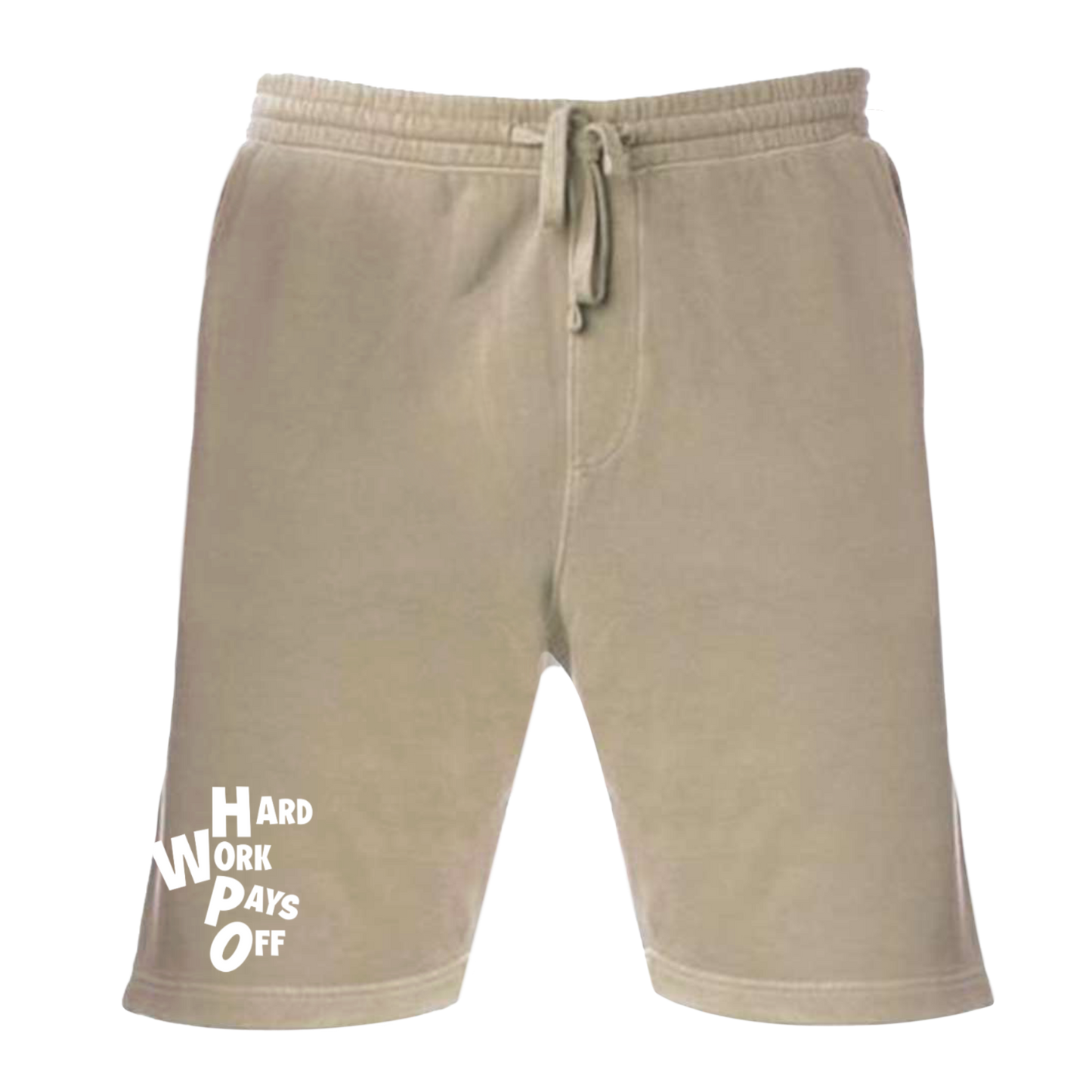 Sandstone Shorts with Hard Work Pays Off Embroidery