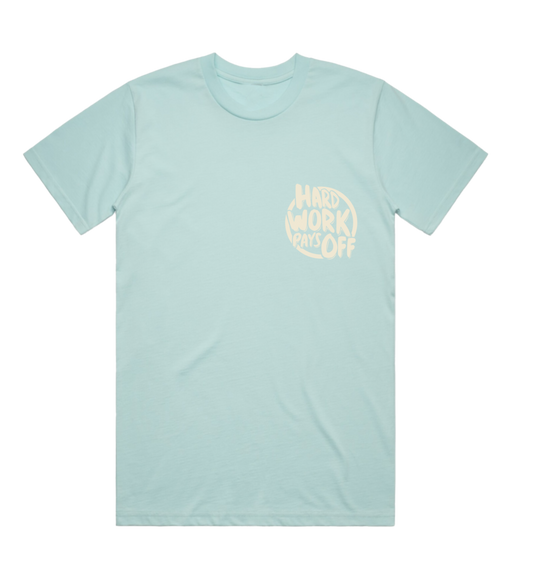 OG Hard Work Pays Off Short Sleeve Tee in Aqua Blue
